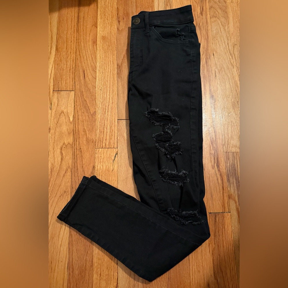SO Black Distressed Skinny Jeans
